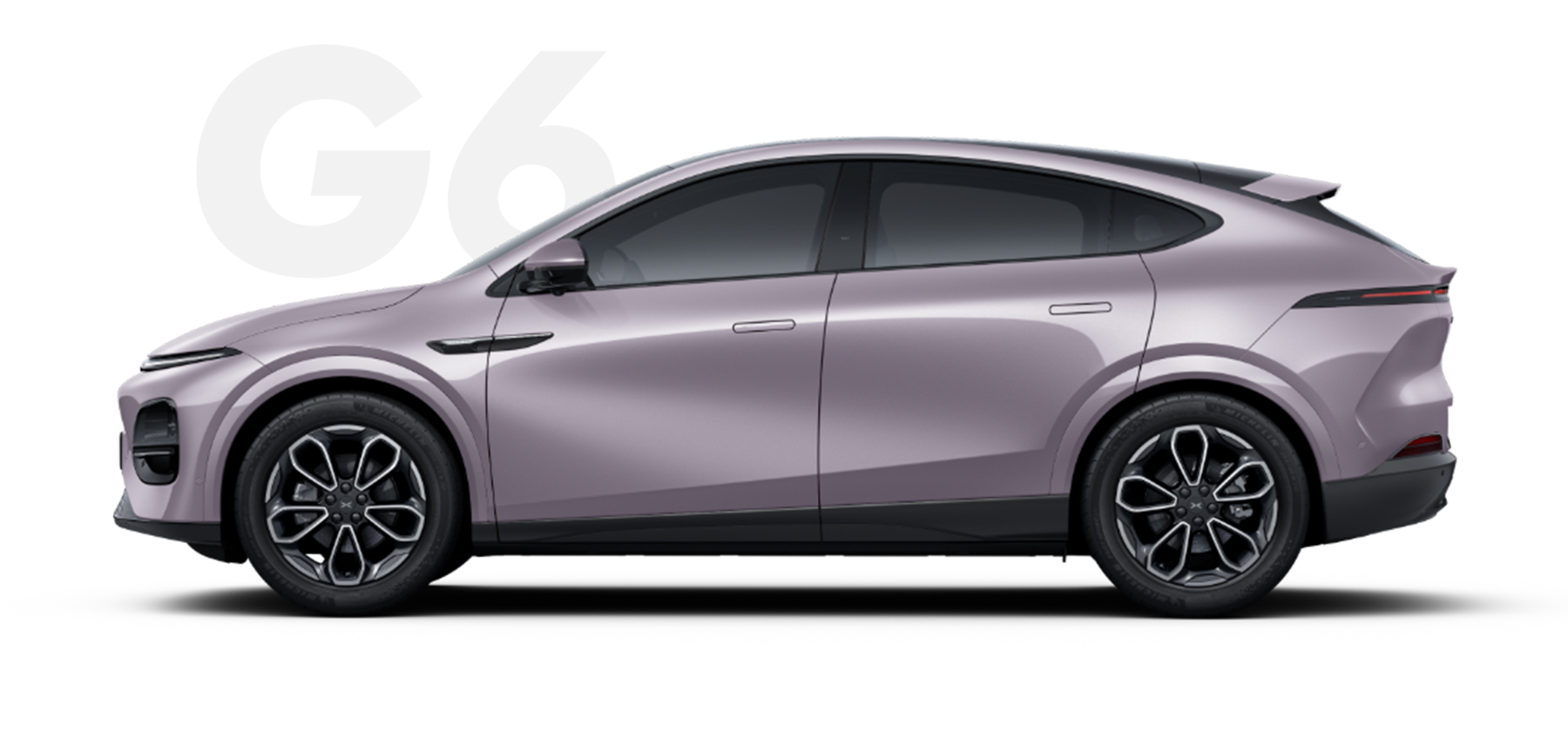 XPENG G6 electric SUV in ceramic white studio shot