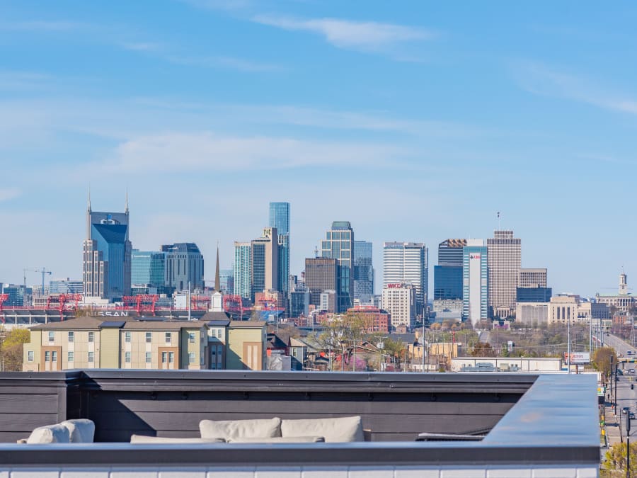 Downtown Nashville skyline from The Eighteen shared rooftop