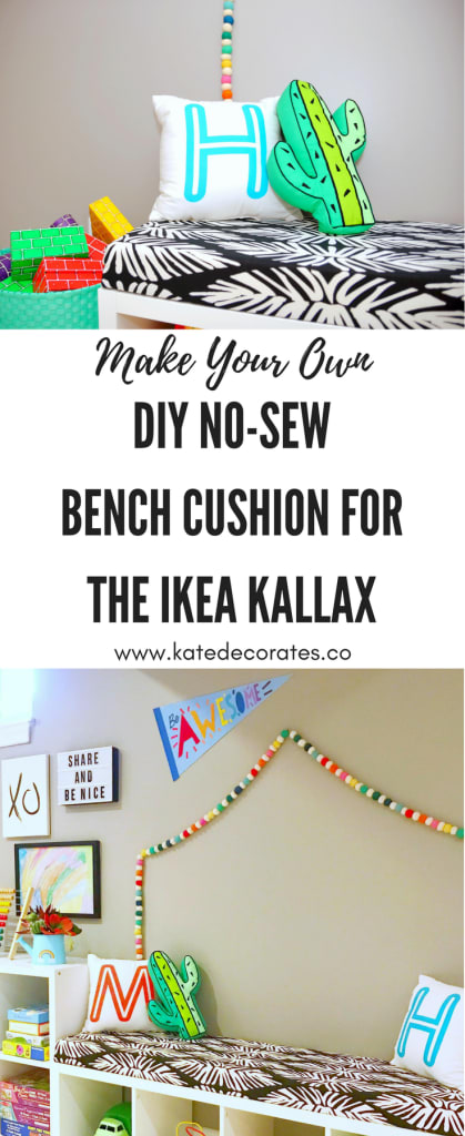 I love a good IKEA hack, and this no-sew bench cushion for the Kallax shelf is awesome!