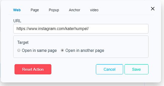 URL-Link im Builderall Cheetah Pixel Perfect and Responsive Builder eingeben