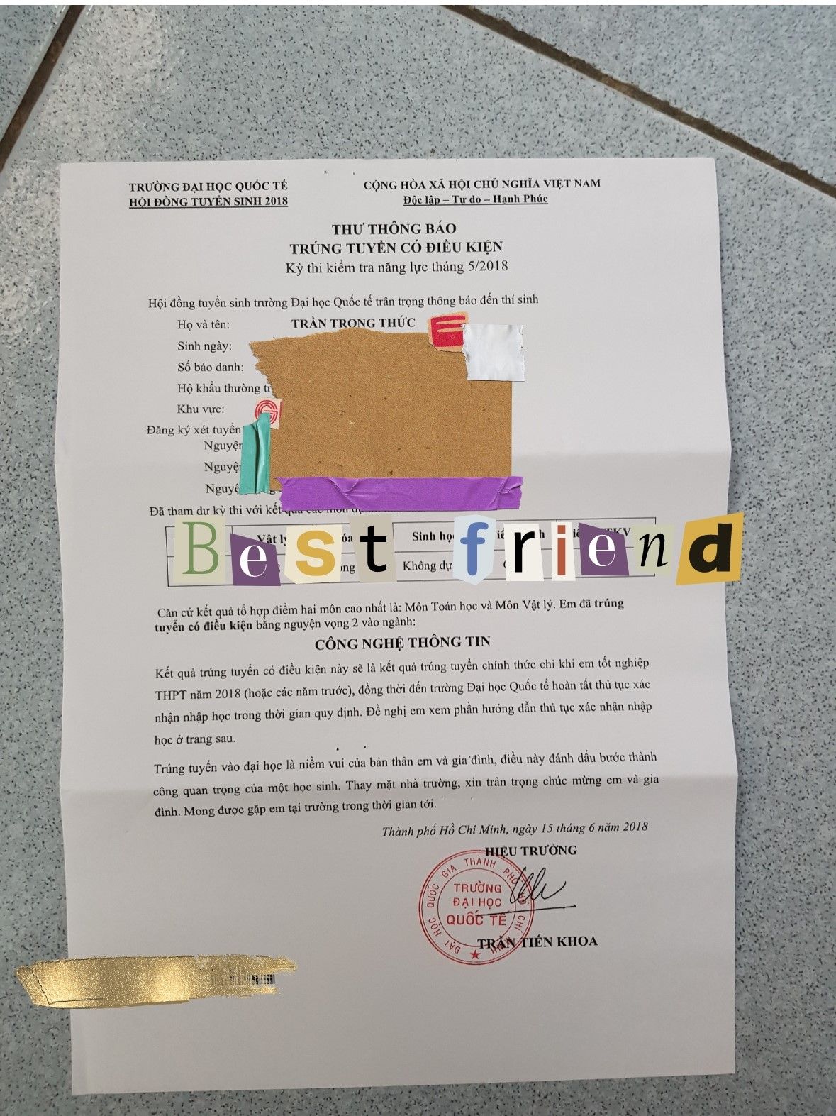 Thông báo trúng tuyển ngành CNTT