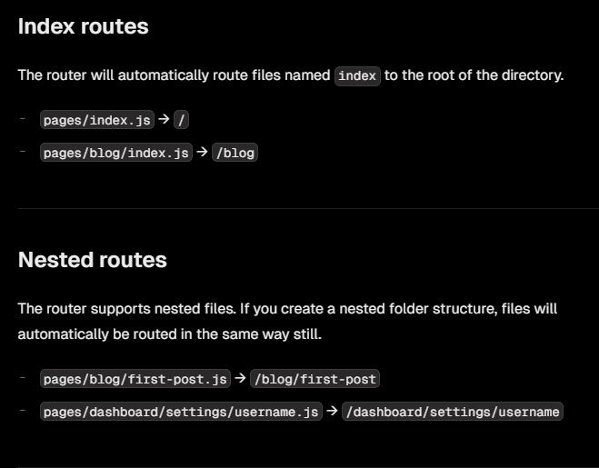 A small example from the Next.js documentation on routing with the pages router. Source:&nbsp;https://nextjs.org/docs/pages/building-your-application/routing/pages-and-layouts