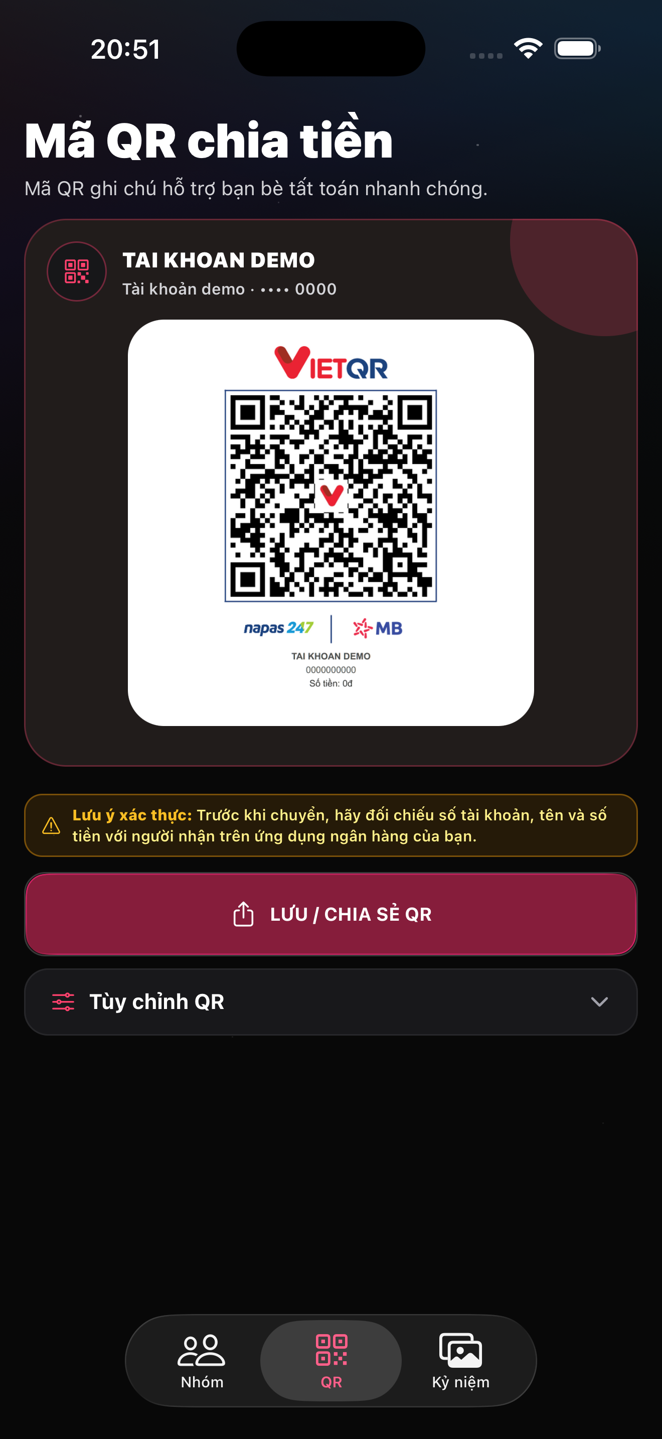 StarK — Mã QR nhận tiền thanh toán trên iPhone