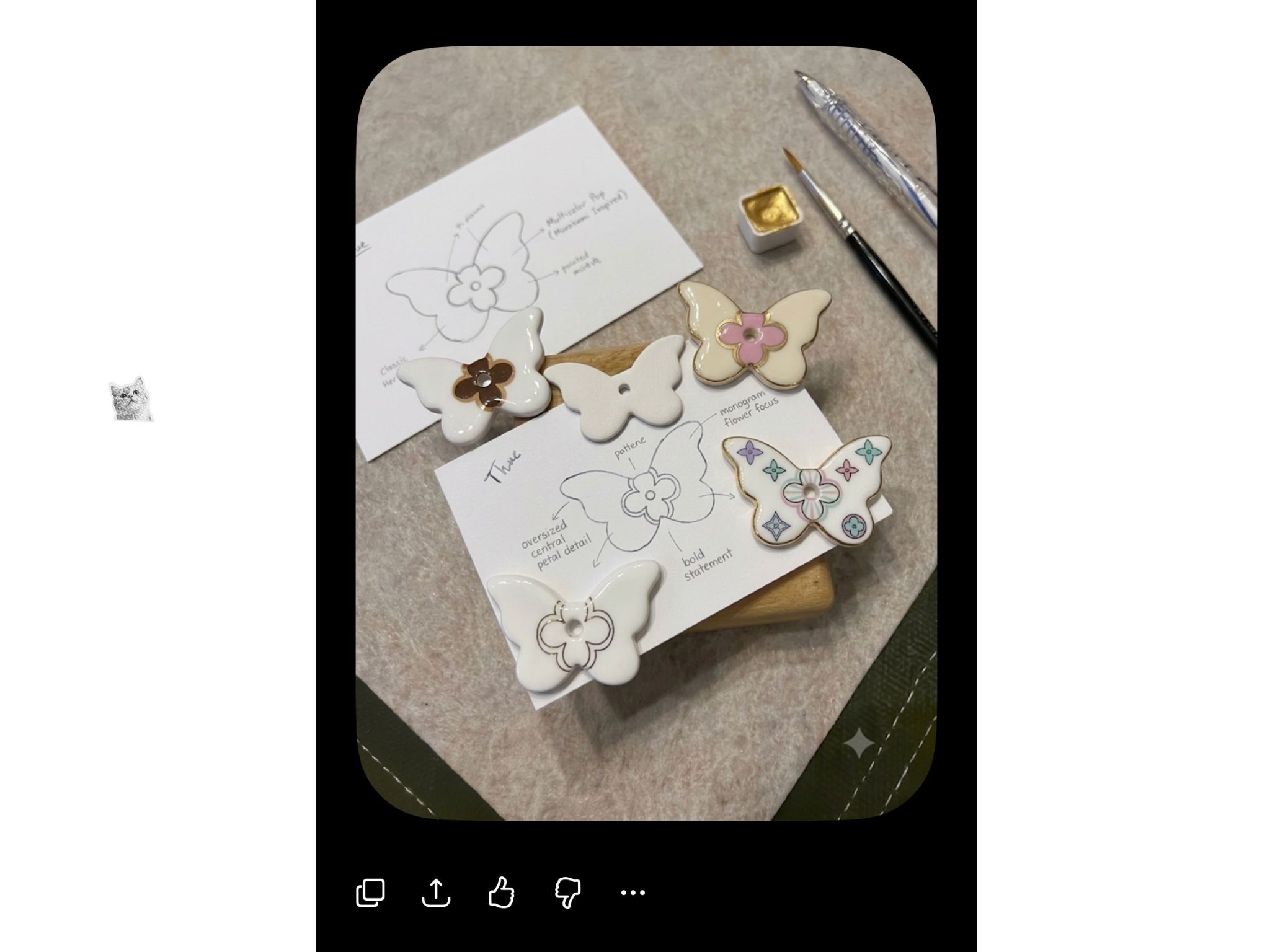 When brainstorming ideas, I hit a creative block and asked AI for a hand. But while AI generated a 10/10 intricate artwork, I automatically simplified 80% of the details out of fear of botching it :D