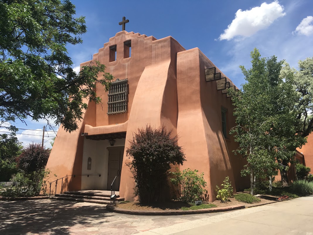 An adobe church.