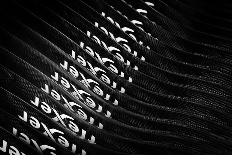 Rows of FleXer blades, logo after logo.