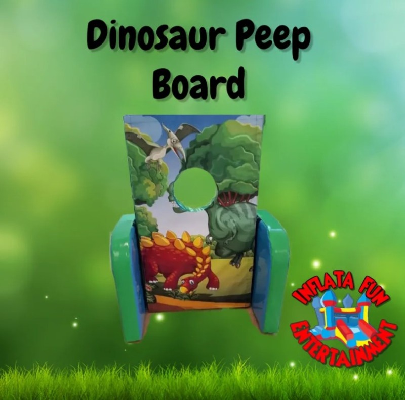 Dinosaur Peep Hole Board Inflata fun Bouncy Castle Hire dinosaur-peep-hole-board-inflata-fun-bouncy-castle-hire