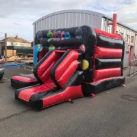 17x12 Disco Red And Black Box Castle With Front Slide
