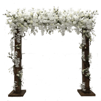Rustic Square Arch, With White Flower Hanging Top Draping With Wild Flowers And Orchids