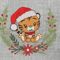 Christmas Tiger Design Embroidered