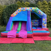 Twin Lane Slide Party Theme Bouncy Castle