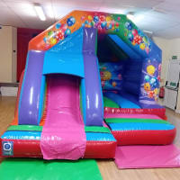 Rainbow Party Front Slide Bouncy Castle