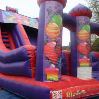 24ftlong X 28ft High X 15ft Party Party Megga Slide Red And Purple