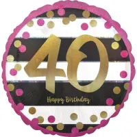 18 Inch Pink And Gold Milestone Birthday Holographic Balloons