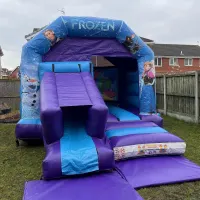 Blue And Purple Front Slide Combi Castle And Party Time Soft Play Package