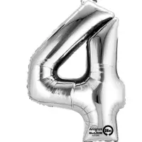 Silver Giant Foil Number Helium Balloons 0-9