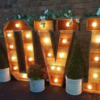 Light Up Rustic Love Sign Hire