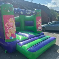 Green And Purple Barbie H Frame Bouncy Castle