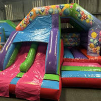 Twin Lane Slide Party Theme Bouncy Castle