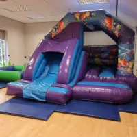 Blue Party Castle And Slide Combination