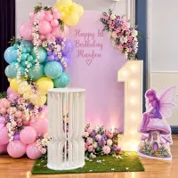 Led Numbers With Balloon Arch And Party Decor Backdrops