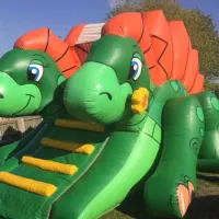 3d Green Orange Dinosaur Slide