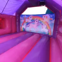 17x15ft Side Slide Combi Unicorn Theme Bouncy Castle