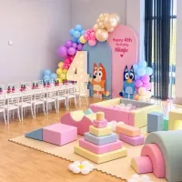 Led Numbers With Balloon Arch And Party Decor Backdrops