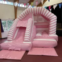 Pink And White Luxury Candy Twist Bouncy Castle With Slide