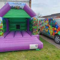 Green Minecraft Themed Bouncy Castle