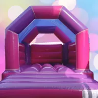 Pink Purple Bouncy Castle 11x15 Superhero Theme