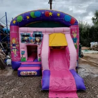 14ft X 16ft Pink N Funky Bounce And Front Slide