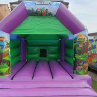 Green Minecraft Themed Bouncy Castle