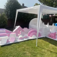 12ft X 12ft White Bouncy Castle And Pink And White Soft Play Package