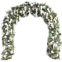 White Flowers & Green Foliage With Wisteria Arch