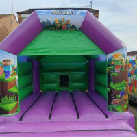 Green Minecraft Themed Bouncy Castle