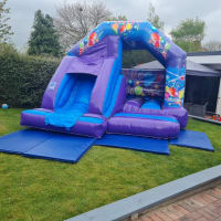 Blue Party Castle And Slide Combination