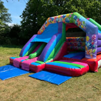 Twin Lane Slide Party Theme Bouncy Castle