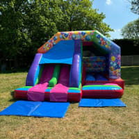 Twin Lane Slide Party Theme Bouncy Castle