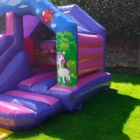 12ft X 15ft Childrens Unicorn Themed Bouncy Castle Slide Combo