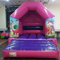 10ft X 12ft Pink And Purple Dinosaur Disco Bouncy Castle And Soft Play Package