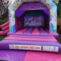 17x15ft Side Slide Combi Unicorn Theme Bouncy Castle