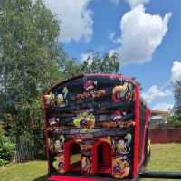 18ftx15ft Its Party Time Themed Bouncy Castle With A Slide