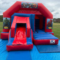 Red And Blue Combo Castle - Superhero Theme