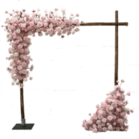 Rustic Pole Arch With Hanging Soft Pink Florals And Base Flowers, Also Available In All White Florals