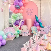 Led Numbers With Balloon Arch And Party Decor Backdrops