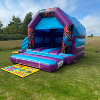 Hero Themed Blue And Purple Castle Bounce And Slide
