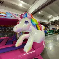 3d Unicorn Kingdom Bouncy Castle With Slide