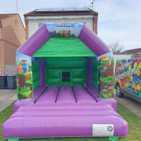 Green Minecraft Themed Bouncy Castle