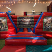 15ft X 12ft Blue And Red Box Indoor Castle - Dinosaur Theme